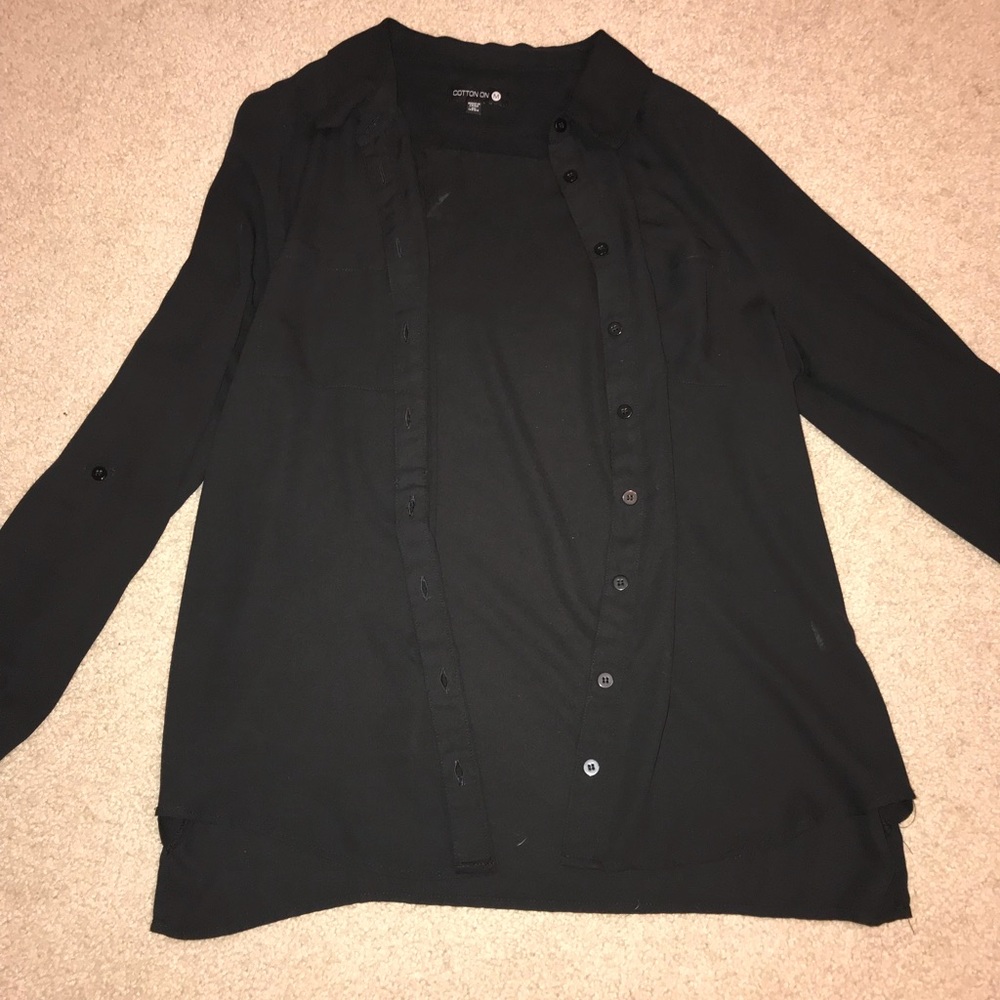 Black button down long sleeve shirt